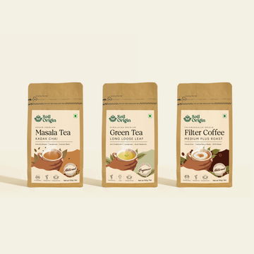 Tea & Coffee Essentials Combo - Assam Masala Tea, Himalayan Green Tea, Filter Coffee